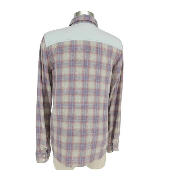 Paige Shirt Plaid Long Sleeve Button Up Collared Lined Top - Picture 3 of 7